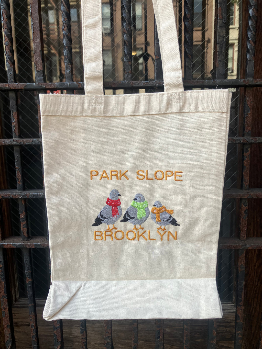 Park Slope, Brooklyn three pigeons tote.